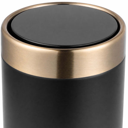 Mini-Tischabfalleimer, 1,5L, Schwarz – Metall-Schwingdeckel