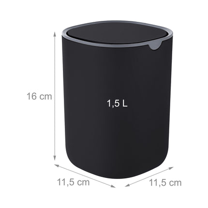 Mini Table Bin with Swing Lid, 1.5L – Black