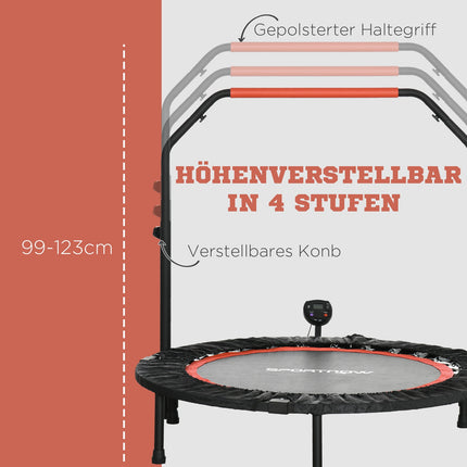 Fitness minitrampolína, 102 cm, nastavitelné madlo, nosnost 100 kg
