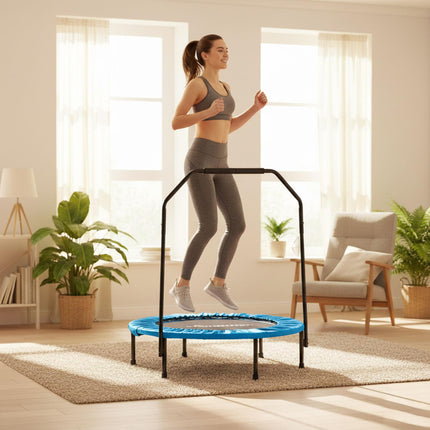 Mini Trampoline with Safety Bar, 102 cm Diameter