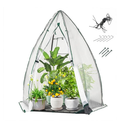 Mini Walk-In Greenhouse with Zipper Door, PE Bubble Cover