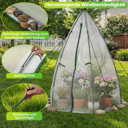 Mini Walk-In Greenhouse with Zipper Door, PE Bubble Cover