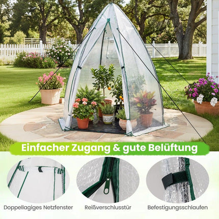 Mini Walk-In Greenhouse with Zipper Door, PE Bubble Cover