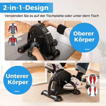 Mini fitness bike exercise bike arm and leg trainer with adjustable resistance black