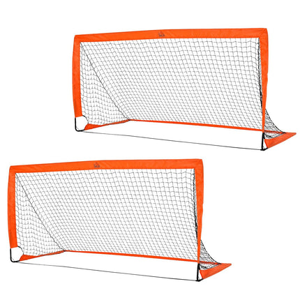 Buts de football, filet de football, lot de 2 mini-buts, pliables, en métal, tissu Oxford, pour enfants, extérieur, orange, 183 x 90 x 90 cm
