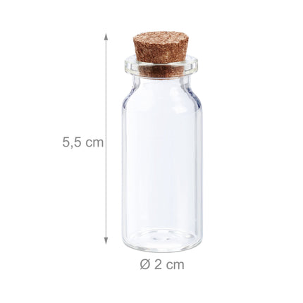 Mini skleněné lahvičky s korkovými zátkami sada 72 ks