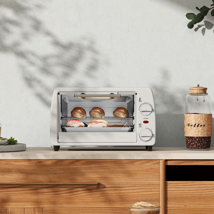 Compact 10L electric oven, 750W, 230°C, timer, cream