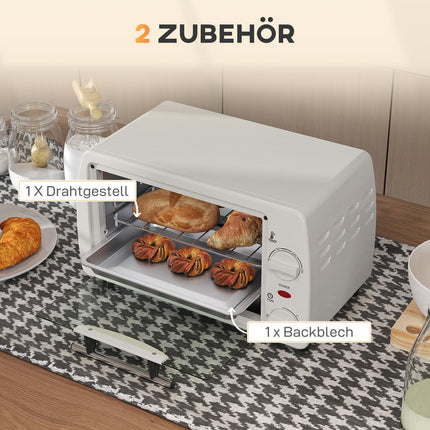 Compact 10L electric oven, 750W, 230°C, timer, cream