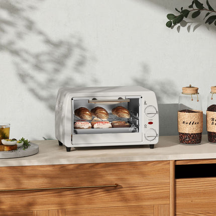 Compact 10L electric oven, 750W, 230°C, timer, cream