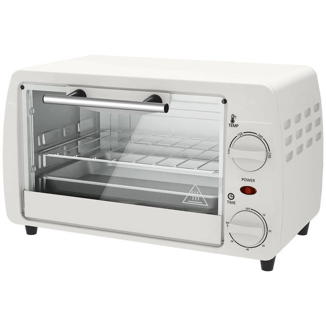 Kompakter 10L Elektroofen, 750W, 230°C, Timer, Creme