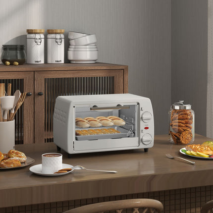 Compact 10L electric oven, 750W, 230°C, timer, cream