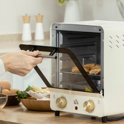 Mini-Backofen 15L, 1000W, Timer, Cremeweiß, Umluft
