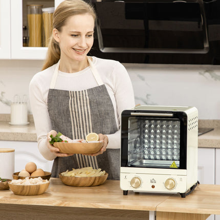 Mini-Backofen 15L, 1000W, Timer, Cremeweiß, Umluft