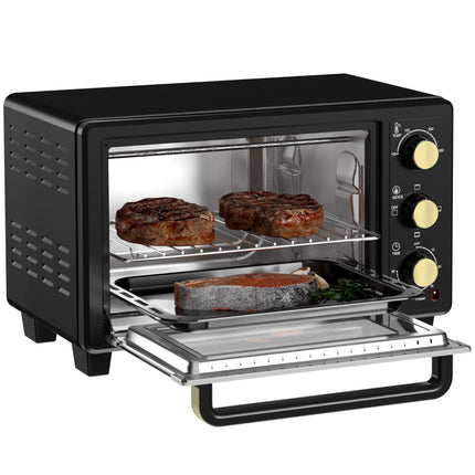 Mini-oven 16 L 1400W Mini-oven 100-230? 60 min. timer, met grillrooster en bakplaat, pizzaoven met bakhandgreep, kruimellade zwart Aosom