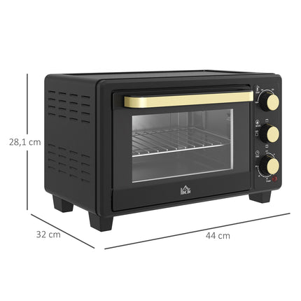 Mini-oven 16 L 1400W Mini-oven 100-230? 60 min. timer, met grillrooster en bakplaat, pizzaoven met bakhandgreep, kruimellade zwart Aosom