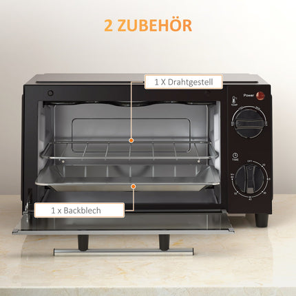 9L Edelstahl-Mini-Backofen, 750W, einstellbarer Timer