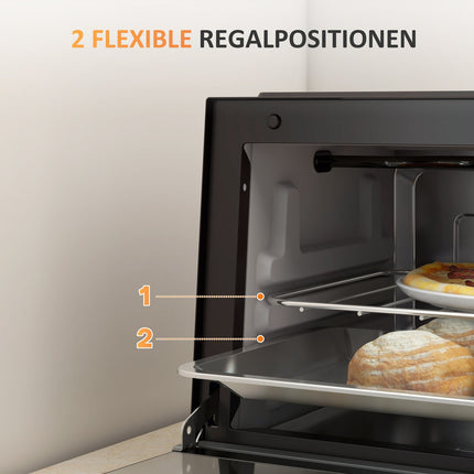 9L Edelstahl-Mini-Backofen, 750W, einstellbarer Timer