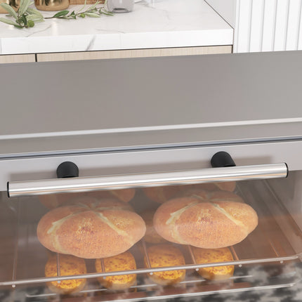 Mini-oven 9L mini-oven met bakplaat, grillrooster, 100 °C-230 °C, met instelbare temperatuur en kooktijd, 60 min. timer, 750W, roestvrij staal, zilver