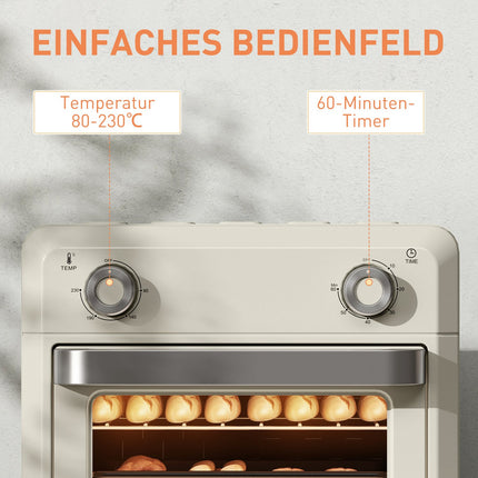 Mini-Heißluftfritteuse 10L, Edelstahl, Touchscreen, 1000W
