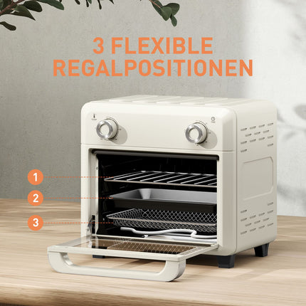 Mini-Heißluftfritteuse 10L, Edelstahl, Touchscreen, 1000W