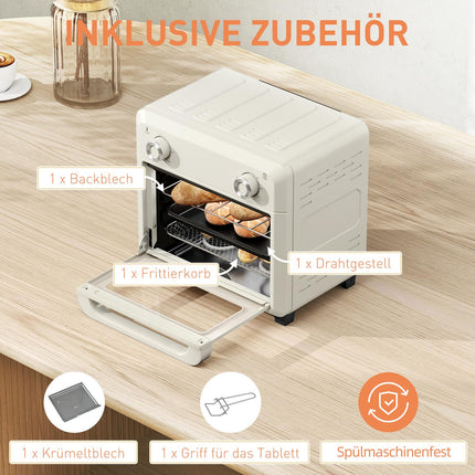 Mini-Heißluftfritteuse 10L, Edelstahl, Touchscreen, 1000W