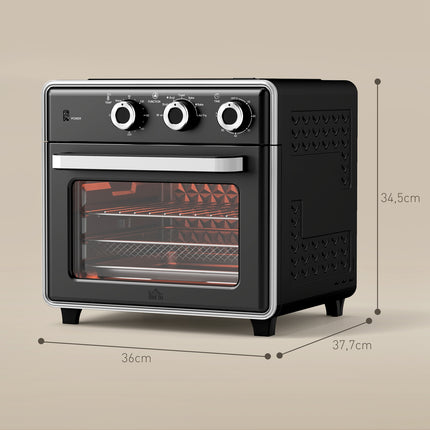 Mini-Backofen mit Heißluftfritteuse, 20L, Timer, 1400W, Metall