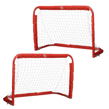Mini-Fußballtor-Set, 2 Stück, faltbar, Stahl und Tetrolon, rot