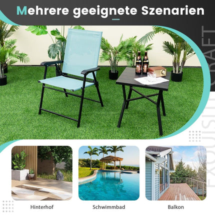 Minzgrüne klappbare Terrassenstühle 2er-Set – 65x60x93 cm