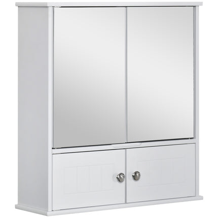 Weißer Badschrank zur Wandmontage, Spiegel und Glasablagen