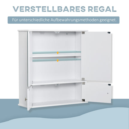 Weißer Badschrank zur Wandmontage, Spiegel und Glasablagen