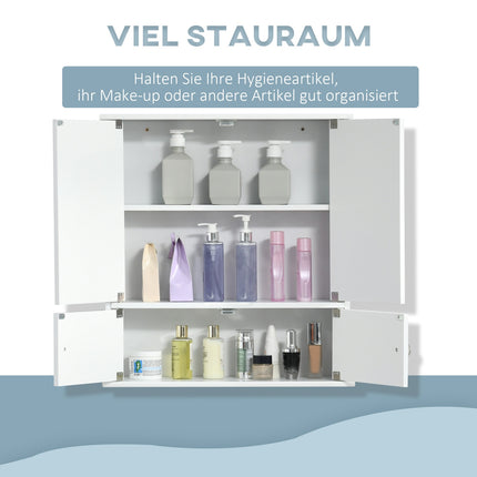 Weißer Badschrank zur Wandmontage, Spiegel und Glasablagen