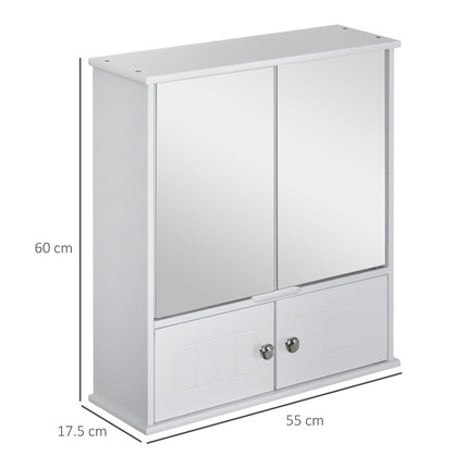 Weißer Badschrank zur Wandmontage, Spiegel und Glasablagen