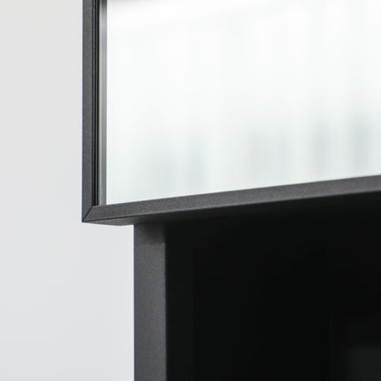 Schwarzer Badezimmerspiegelschrank, 5-stöckig, Doppeltür, 60x13,5x70cm