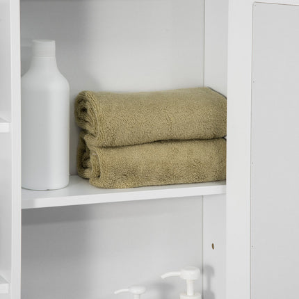 Wandmontierter Badezimmer-Spiegelschrank, 8 Fächer, weiß