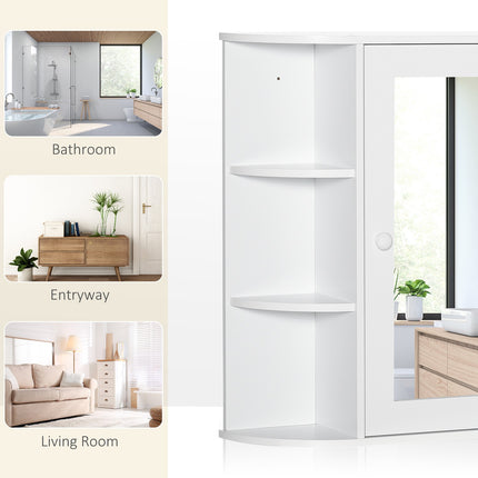 Wandmontierter Badezimmer-Spiegelschrank, 8 Fächer, weiß