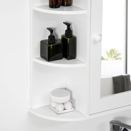 Wandmontierter Badezimmer-Spiegelschrank, 8 Fächer, weiß