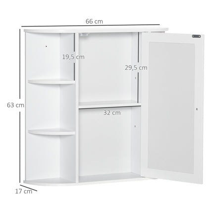 Wandmontierter Badezimmer-Spiegelschrank, 8 Fächer, weiß