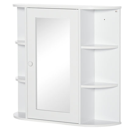 Wandmontierter Badezimmer-Spiegelschrank, 8 Fächer, weiß