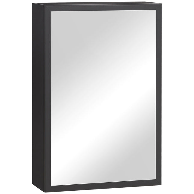Black Wall cabinet with mirror & 3 shelves for bathroom