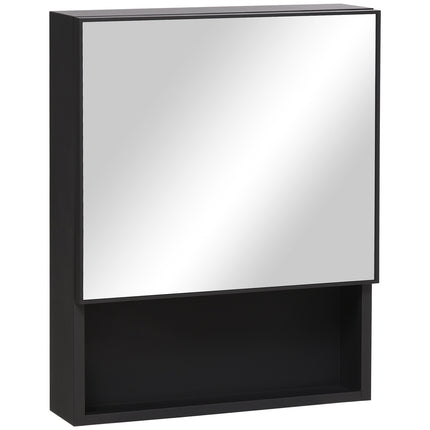 Bathroom mirror cabinet, stainless steel, glass shelves