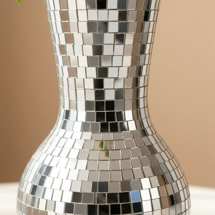 Spiegelmosaik-Vase, 28 cm – Reflektierende Glas-Deko