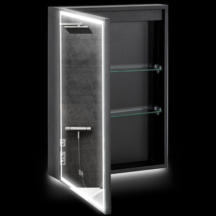 Schwarzer LED-Spiegelschrank - Antibeschlag, 3 Lichtfarben, 50x70 cm