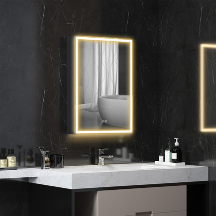 Schwarzer LED-Spiegelschrank - Antibeschlag, 3 Lichtfarben, 50x70 cm