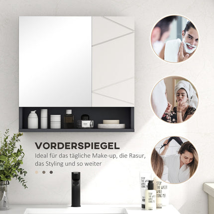 Badezimmerspiegelschrank – Anti-Beschlag, verstellbarer Einlegeboden, Grau