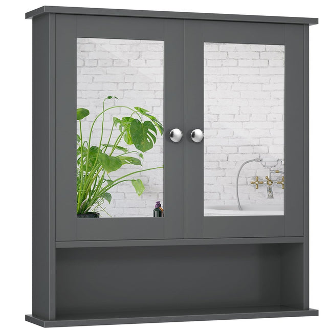 Spiegelschrank Badschrank Hängeschrank 56,5 x 13,5 x 58,5 cm Grau