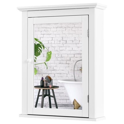 Spiegelschrank Bad Hängeschrank mit Spiegel Badspiegelschrank weiß Hängeschrank Holz 56 x 15 x 69,5 cm