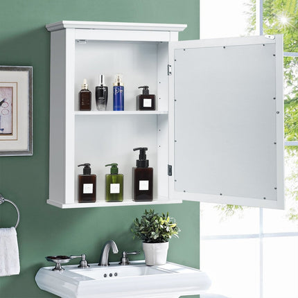 Spiegelschrank Bad Hängeschrank mit Spiegel Badspiegelschrank weiß Hängeschrank Holz 56 x 15 x 69,5 cm