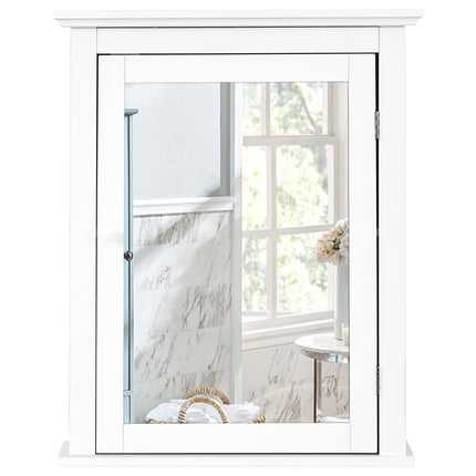 Spiegelschrank Bad Hängeschrank mit Spiegel Badspiegelschrank weiß Hängeschrank Holz 56 x 15 x 69,5 cm