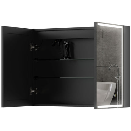 Badezimmerspiegelschrank mit LED, Antibeschlag, Verstellbarem Regal
