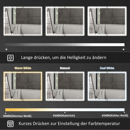 Badezimmerspiegelschrank mit LED, Antibeschlag, Verstellbarem Regal